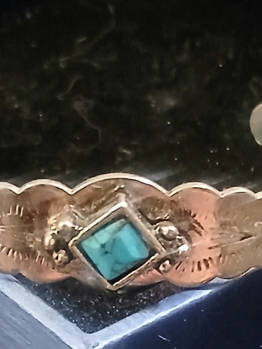 Turquoise Accent Scalloped Silver-Tone Women’s Bracelet